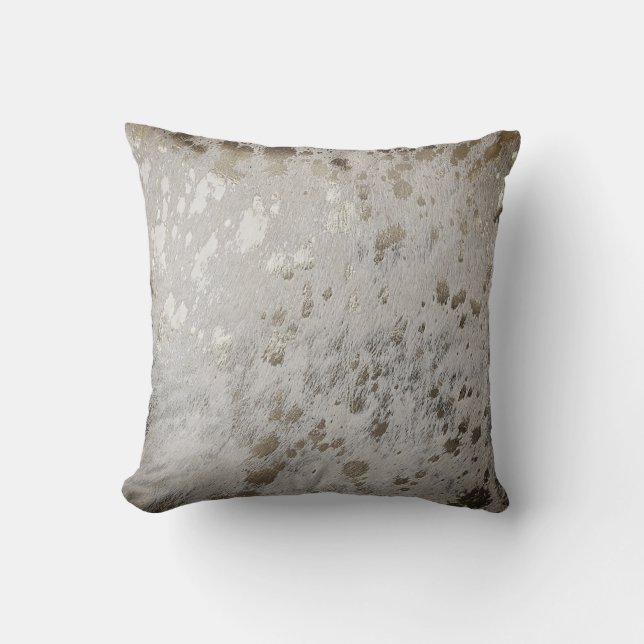 Cowhide Argent Imprimer Coussin à lancer métalliqu (Recto)