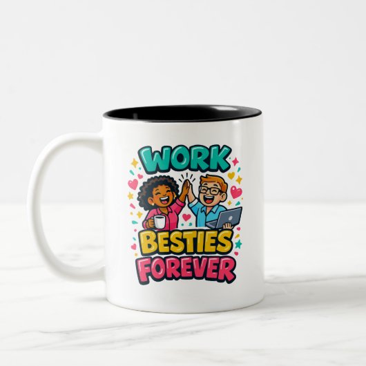 Coworkers Bestie Personalized Two-Tone Mug (Gauche)