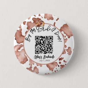 Cowprint Rodeo bachelorette koop deze bruid een dr Ronde Button 5,7 Cm