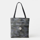 Cowrie Shell Grijs Textuur Artisan haakprint Tote Bag (Achterkant)