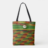 Cowrie Shell herfst kleuren ambachtelijke haakprin Tote Bag (Achterkant)
