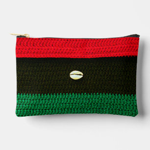 Cowrie Shell Red Black Green Artisan Crochet Print Etui