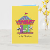 Cowrousel - Grappig Koe Carrousel Wenskaart Kaart (Gele Bloem)