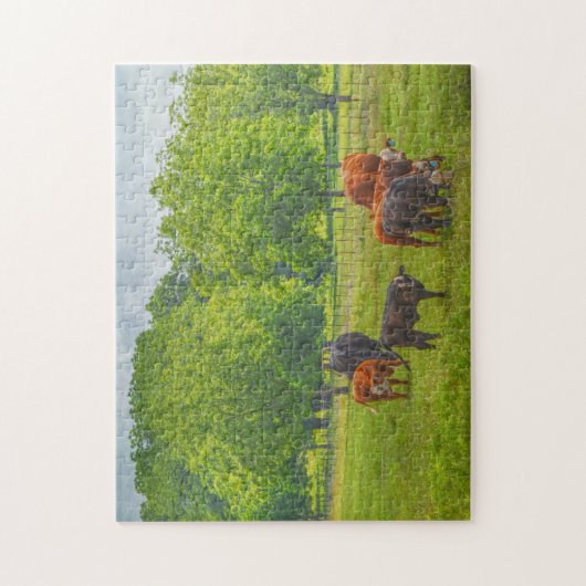 Cows Cattle Art Texas Farm Pasteur Puzzle (Vertical)