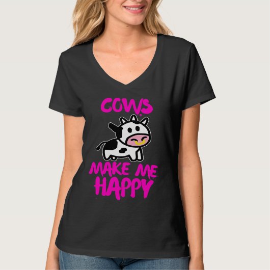 Cows make me happy   Farmer cow T-shirt (Voorkant)