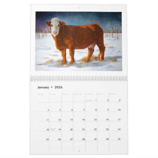 COWS: Originele kunst van de diverse runderen Kalender (Jan 2026)