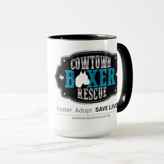 Cowtown Boxer Rescue 20oz Coffee Mok (Voorkant rechts)