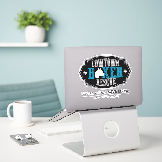 Cowtown Boxer Rescue Contour Sticker (Laptop op bureau)