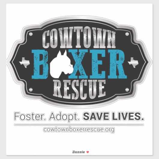 Cowtown Boxer Rescue Vinyl Sticker (groot) (Vel)