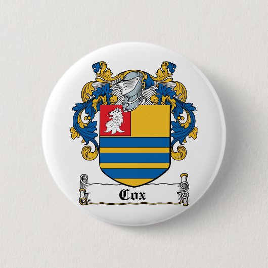 Cox Family Crest Ronde Button 5,7 Cm (Voorkant)