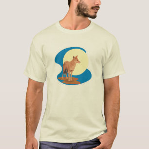 Coyote en volledige maan ontwerp t-shirt