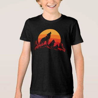 Coyote Familie Zonsondergang - Amerikaanse Westers Tri-Blend Shirt