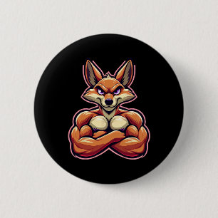 Coyote Flexing Spieren Fan Lover Bodybuilding Gym Ronde Button 5,7 Cm