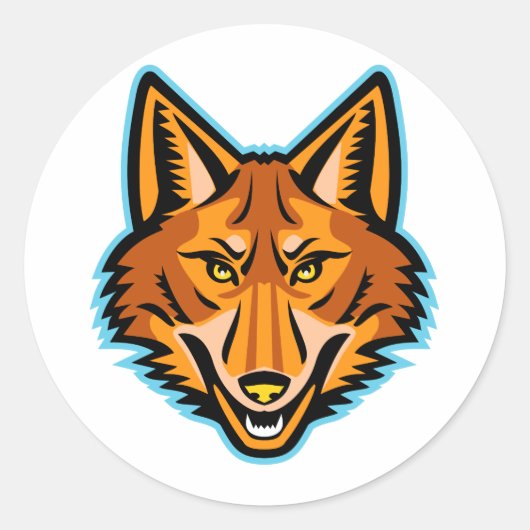 Coyote Head Front Mascot Ronde Sticker (Voorkant)