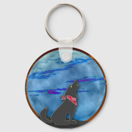 Coyote Howling bij de blauwe maan Sleutelhanger