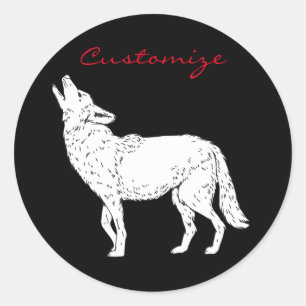 Coyote Howling Thunder_Cove Ronde Sticker