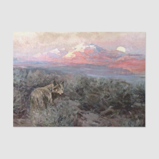 “Coyote Moonrise” van Frank Tenney Johnson Tissuepapier (Voorkant)