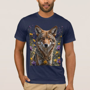 Coyote Omringd Door Amerikaanse Pasque Bloem T-shirt