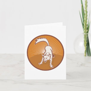 Coyote Retro Sunset  Wilderness Dierlijke Kunst Kaart