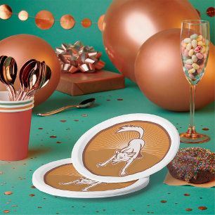 Coyote Retro Sunset  Wilderness Dierlijke Kunst Papieren Bordje