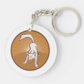 Coyote Retro Sunset  Wilderness Dierlijke Kunst Sleutelhanger (Achterkant)