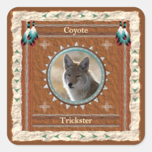 Coyote Trickster Energie Vierkante Sticker