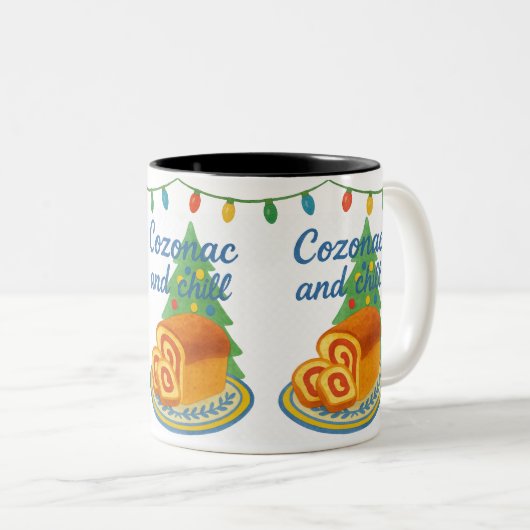 Cozonac and Chill Romanian Holiday Tweekleurige Koffiemok (Voorkant rechts)
