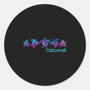 Cozumel Beach Design _ Tribal Turtle Gift Ronde Sticker