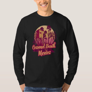 Cozumel Beach Mexico  Retro Souvenir Palm T T-shirt