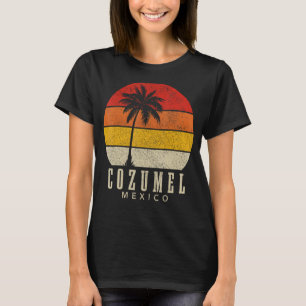 Cozumel Beach Mexico Sunset Surfer Retro T-shirt