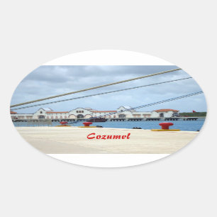 Cozumel Dockside Ovale Sticker