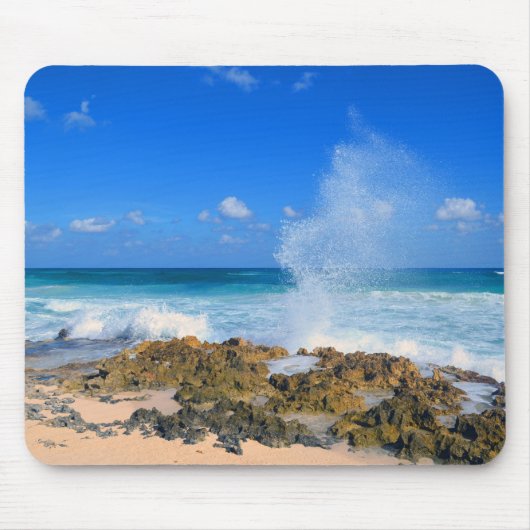 Cozumel Mexico Beach Wave Splash Water Spout Blauw Muismat (Voorkant)