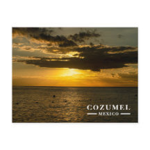 Cozumel Mexico Gouden Zonsondergang Oceaan