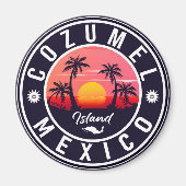 Cozumel Mexico Island Retro Sunset Souvenirs Magneet (Voorkant)