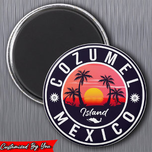 Cozumel Mexico Island Retro Sunset Souvenirs Magneet