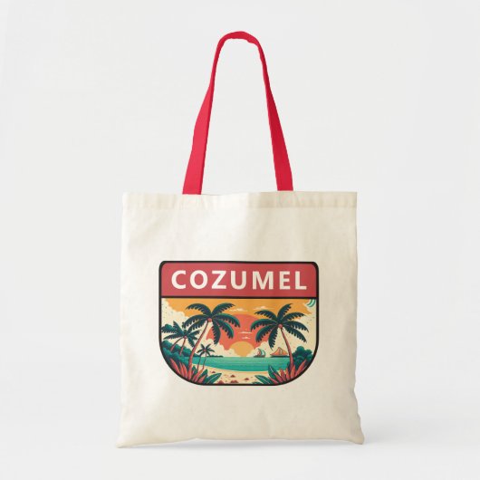Cozumel Mexico Retro Embleem Tote Bag (Voorkant)