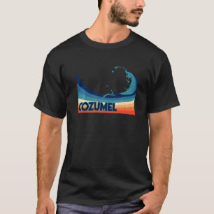 Cozumel Mexico Retro Surf Zeilen & Vissen Vakantie T-shirt