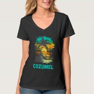 Cozumel Mexico Tropical Sunset Beach Souvenir Vaca T-shirt