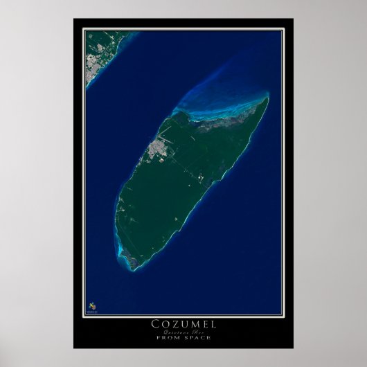 Cozumel Mexico van de ruimtesatellietkunst Poster (Voorkant)