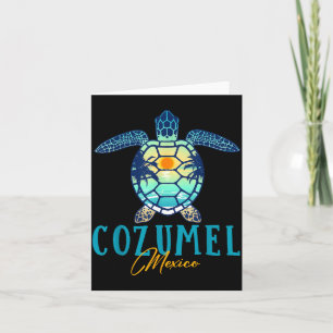 Cozumel Mexico Zeeschildpad Palmboom Zonsondergang Kaart