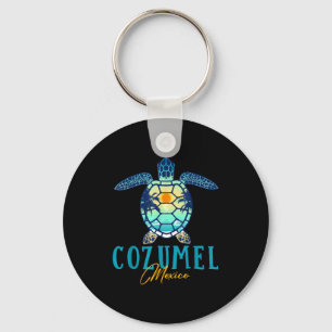 Cozumel Mexico Zeeschildpad Palmboom Zonsondergang Sleutelhanger