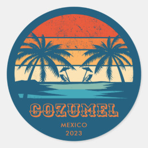 Cozumel Mexico zonsondergang Matching Ronde Sticker