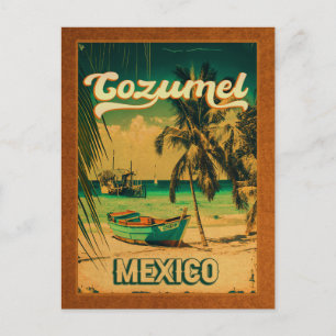 Cozumel Palm Tree Retro 80's Mexicaanse Playa Briefkaart