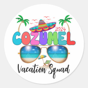 Cozumel Vakantie Squad Zon, Zand, en Herinneringen Ronde Sticker
