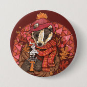 Cozy Autumn Badger Art Button (Voorkant)