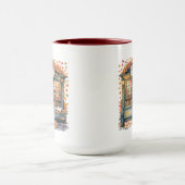 Cozy Autumn Book Café Mug — Open Book & Lantern (Centre)