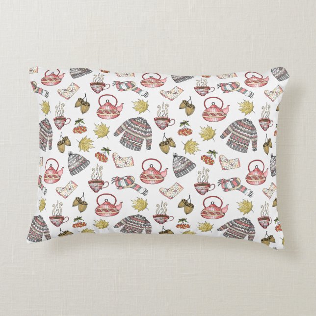 Cozy Autumn Elements Pattern Accent Kussen (Achterkant)