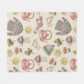 Cozy Autumn Elements Pattern Fleece Deken (Voorkant (Horizontaal))