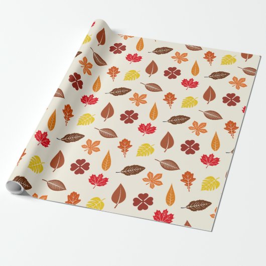 Cozy Autumn Fall Leaves Cadeaupapier (Uitgerold)