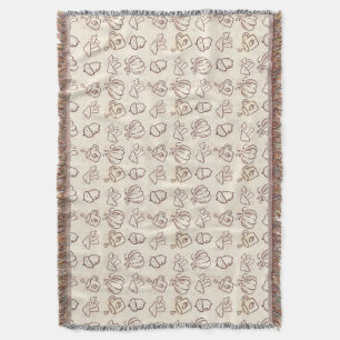 Cozy Autumn Harvest Doodle Patroon Geweven Worpdek Deken